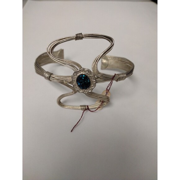 Y2K Silver tone Funky Bangle Bracelet and Choker Necklace - Picture 4 of 9